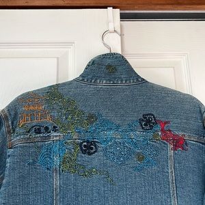 Chicos Embroidered Jean Style Jacket